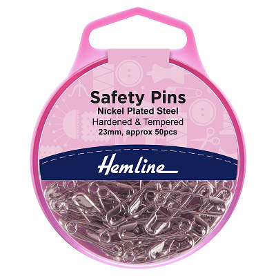 H410.00 Safety Pins: 23mm: Nickel: 50 Pieces 